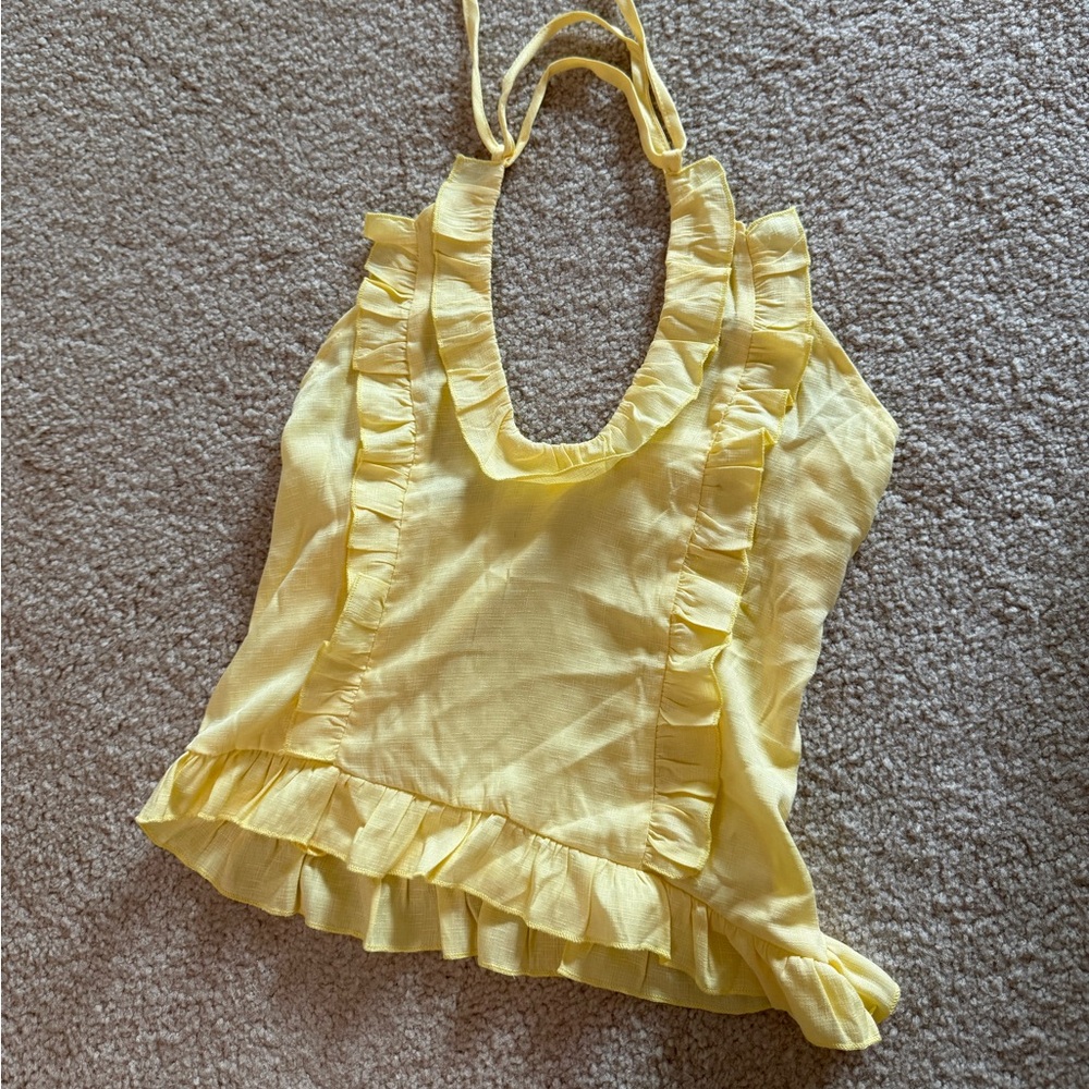 Yellow Ruffled Halter Top - Picture 2 of 7